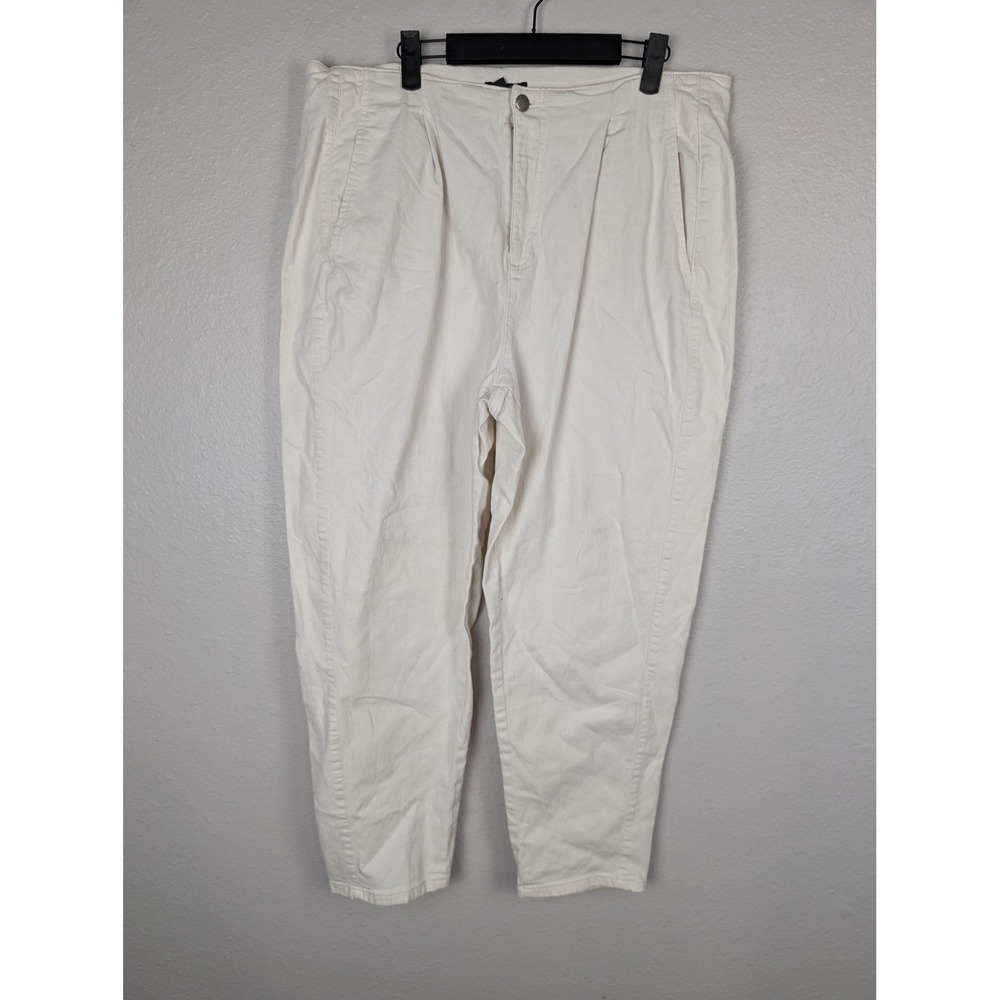 Eileen Fisher Pants Womens 18 White Organic Cotton Pleated Tapered‎ High Rise